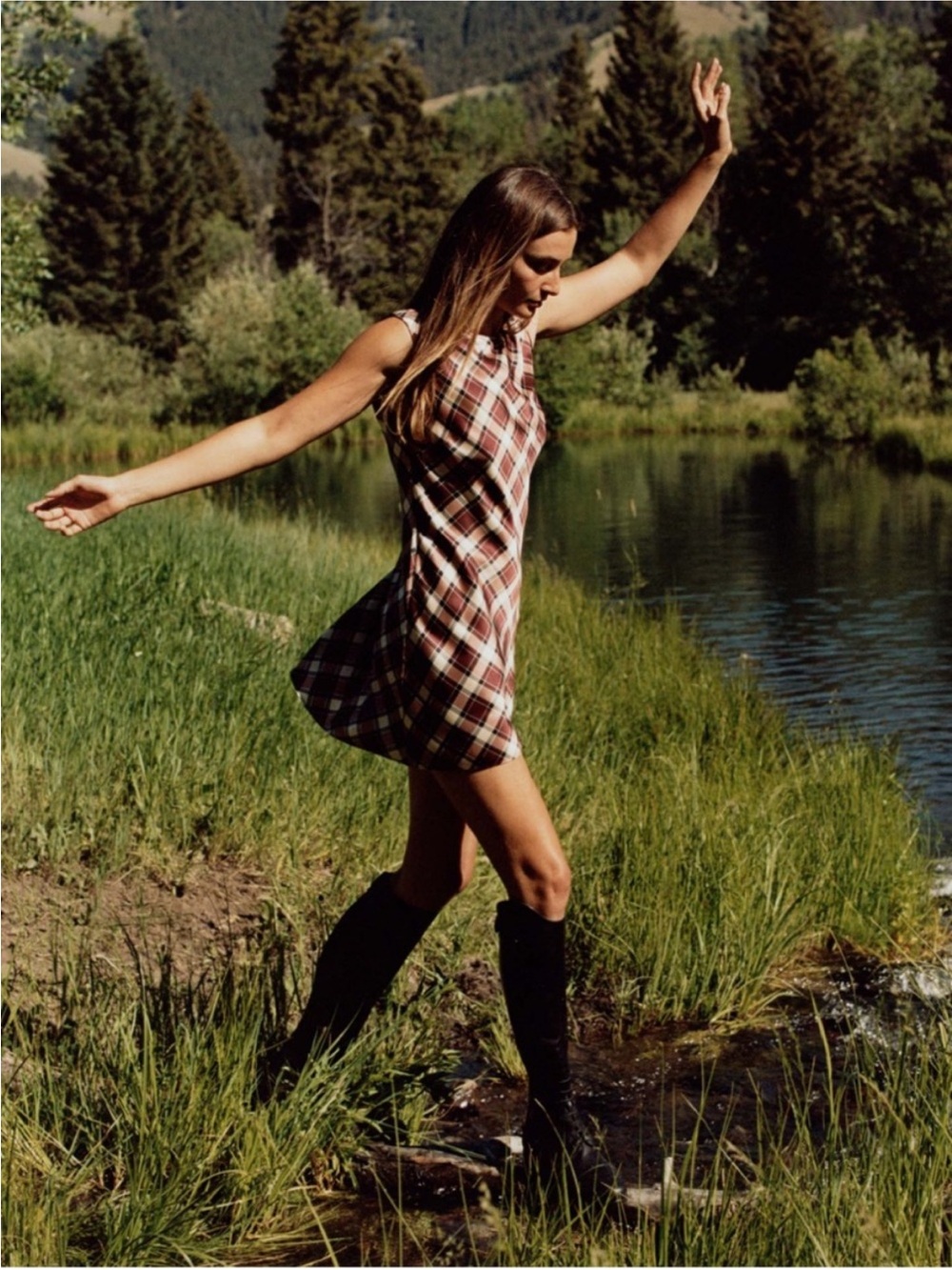 Doen NWT Alamere Plaid Silk Minidress in Norfolk Plaid XL